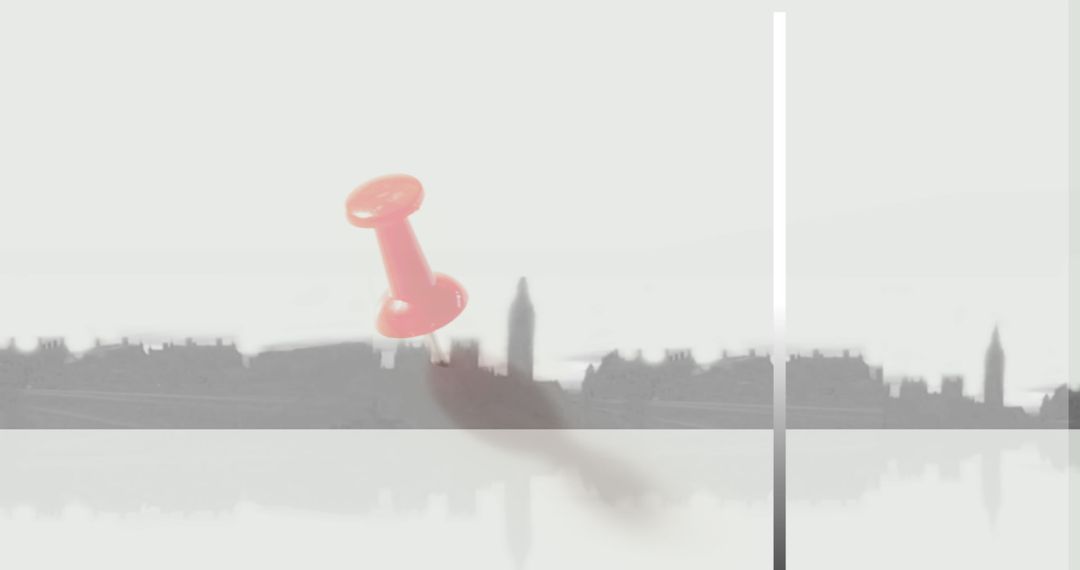 Floating Pin Above Blurred Cityscape Composite Design