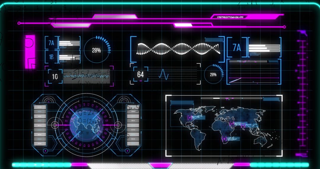 futuristic digital interface with mathematical data processing elements - Free Images, Stock Photos and Pictures on Pikwizard.com