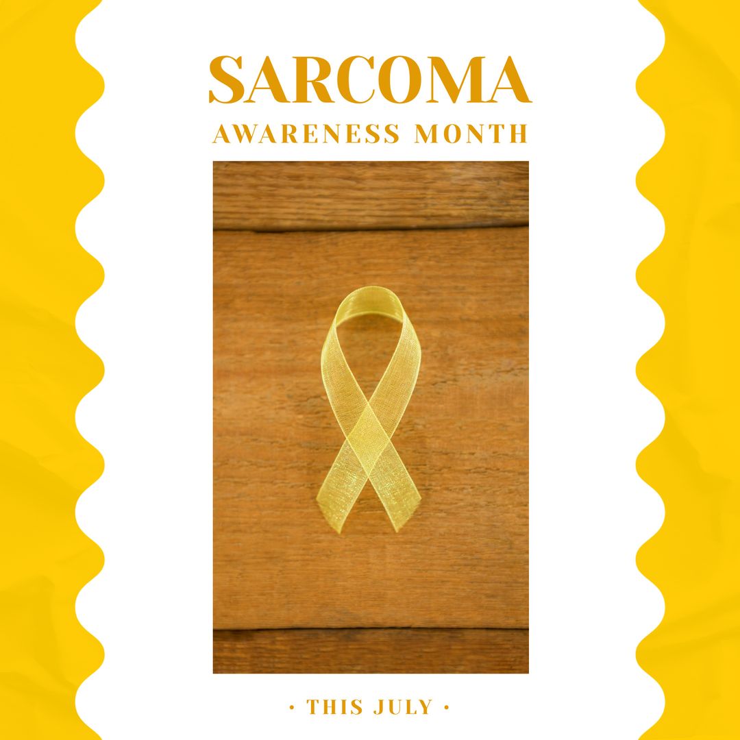 Sarcoma Awareness Month Yellow Ribbon with Wooden Background