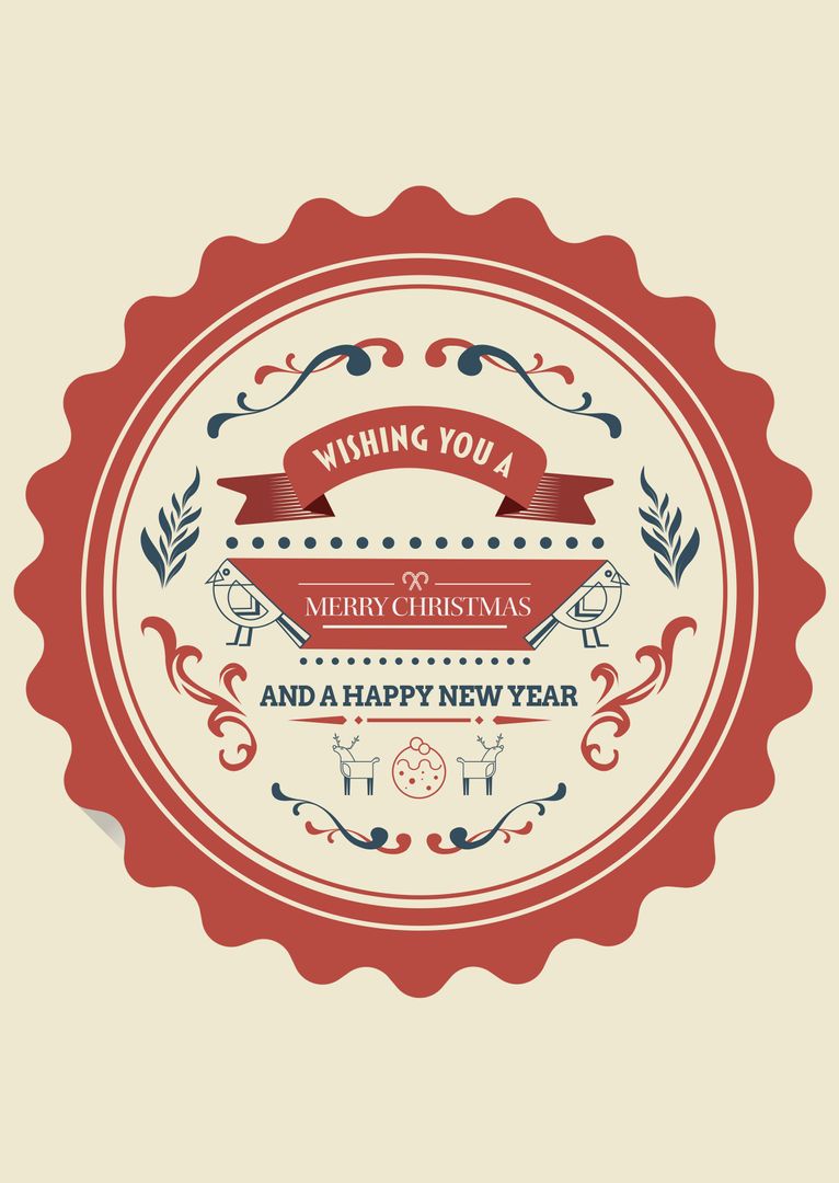 Vintage Christmas Seal with Festive Holiday Greetings