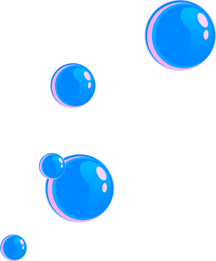 Floating Glossy Blue Spheres with Transparent Pink Rim