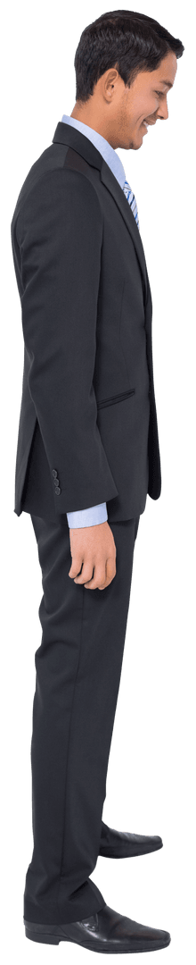 Asian Businessman Looking Down On Transparent Background