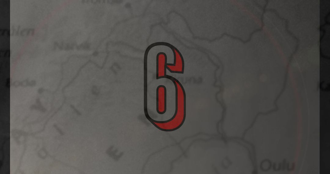 Number Six Design over Subtle Map Background
