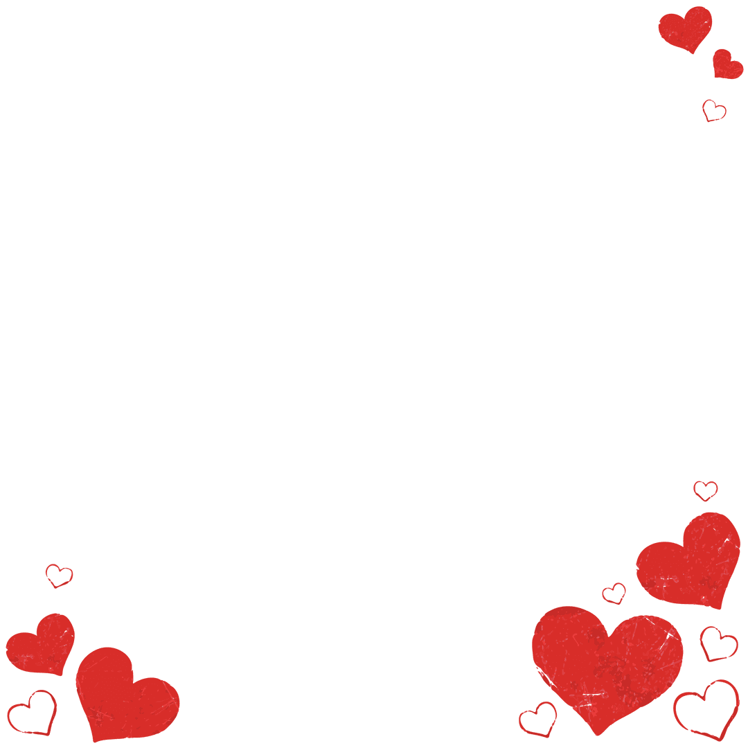 Transparent Heart Frame Red Hearts Decorative Valentines Design