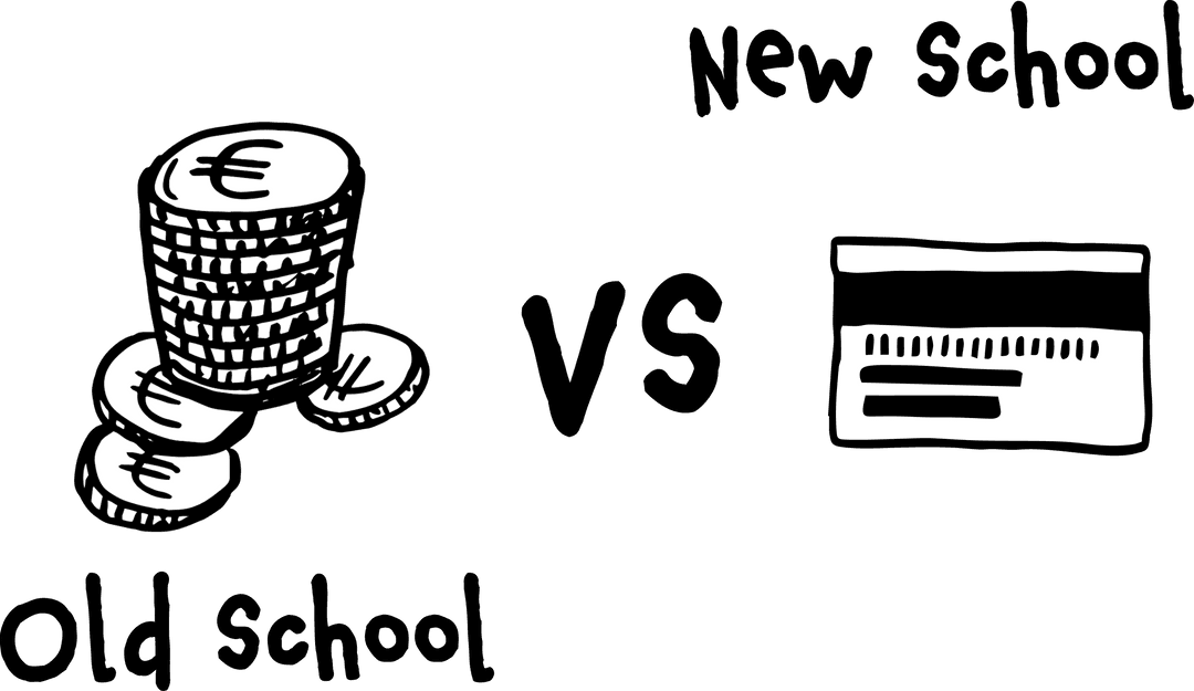 Old School vs New School Business Concept on Transparent Background