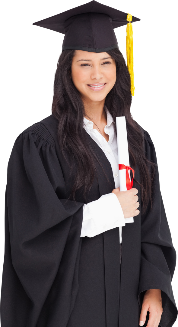 Smiling Woman Holding Degree in Graduation Apparel Transparent Background - Download Free Stock Images Pikwizard.com