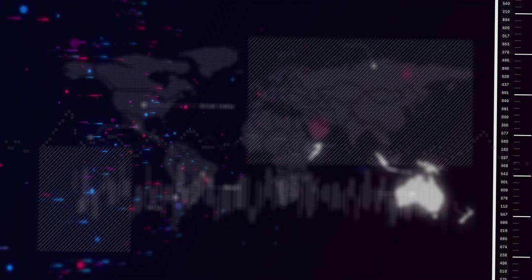 Futuristic geospatial dashboard with glowing Australia, waveform and particle map overlay