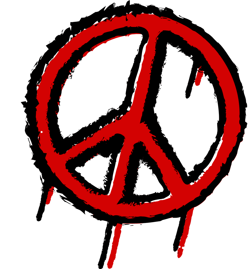 Transparent Red Peace Symbol Graffiti with Distressed Effect