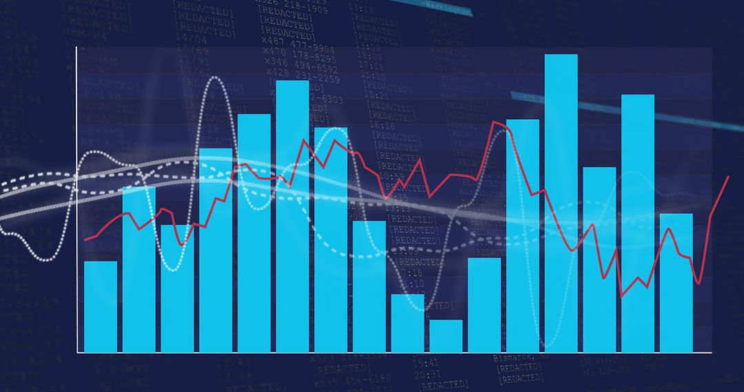 Analytical Charts with Data Lines Display on Digital Screen