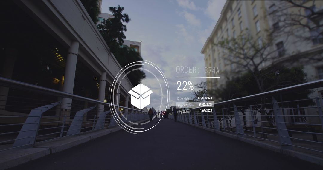 Digital Data Interface with Streetscape Background