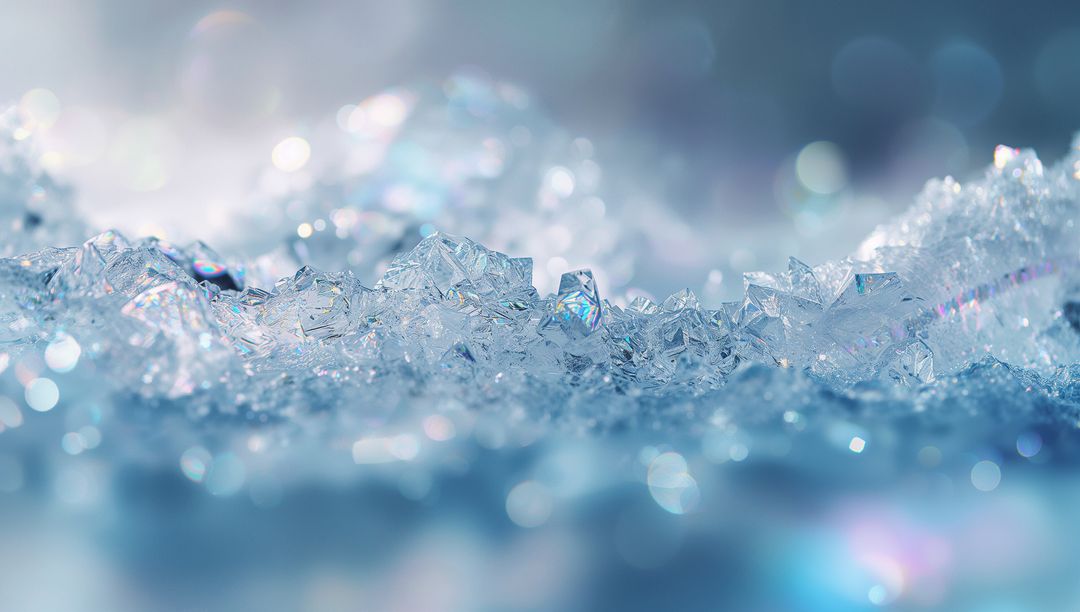 Glittering Ice Crystals with Frost Formation on Frozen Surface