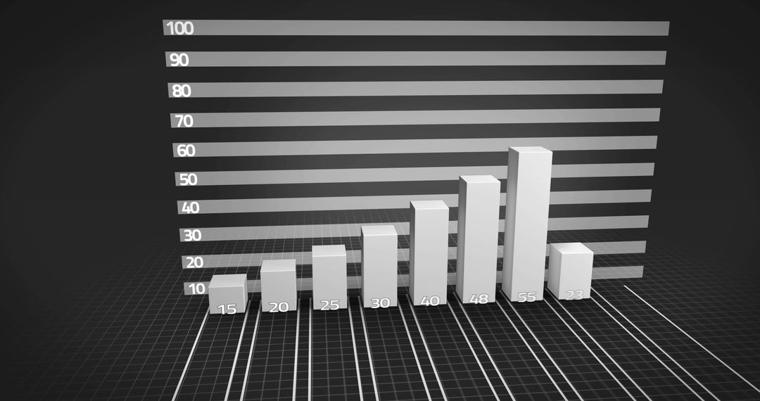 3D Monochrome Bar Graph Data Analysis Representation