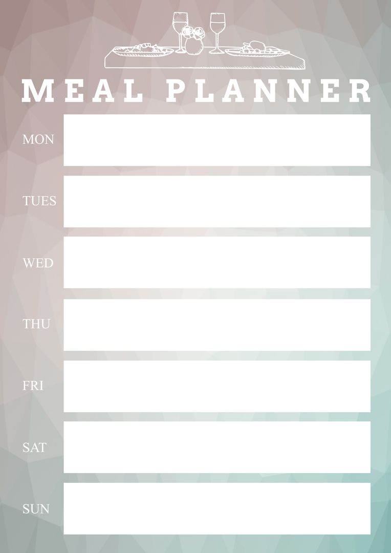 Weekly Meal Planning Template with Illustrated Food and Drinks Design - Download Free Stock Templates Pikwizard.com