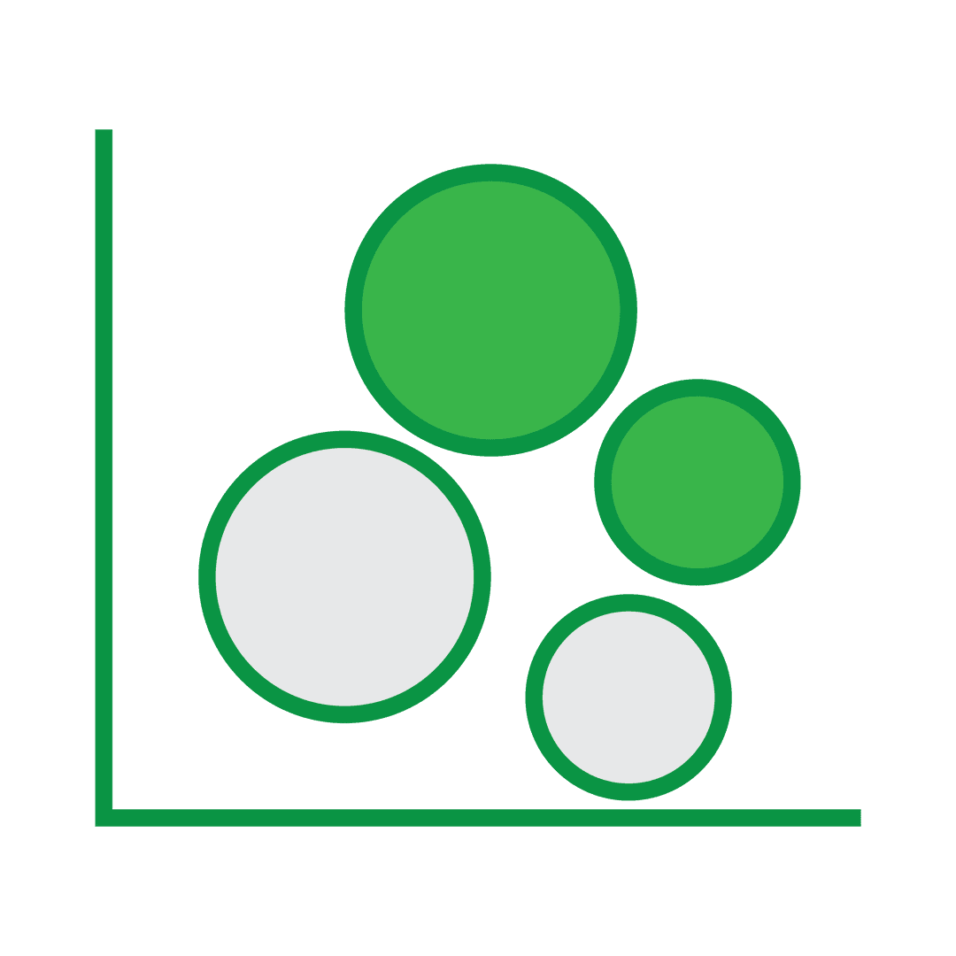 Transparent Bubble Chart with Green and White Circles