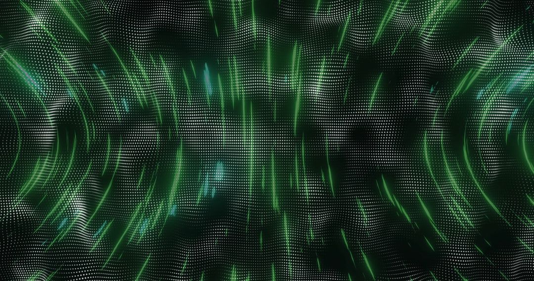 Dynamic Green Digital Waves in Futuristic Virtual Space