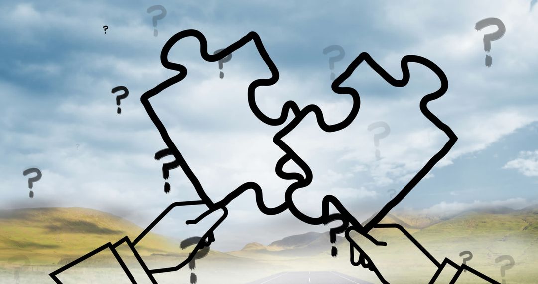 Puzzles and Question Marks Under Cloudy Sky Symbolizing Curiosity