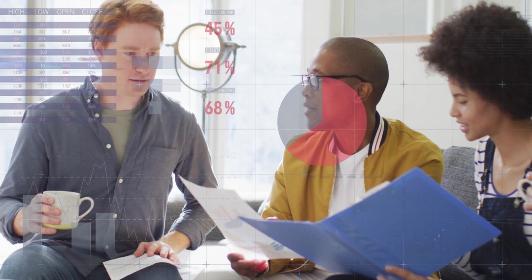 Diverse Team Collaborating on Digital Data Visualization Project