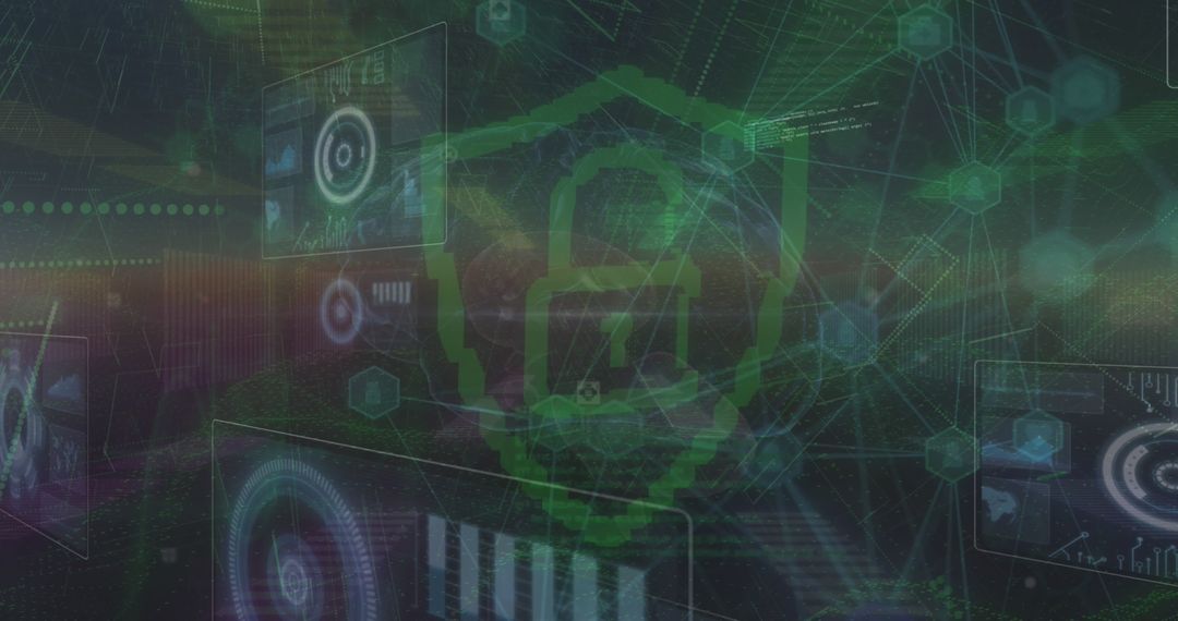 Abstract Digital Security Concept with Virtual Padlock