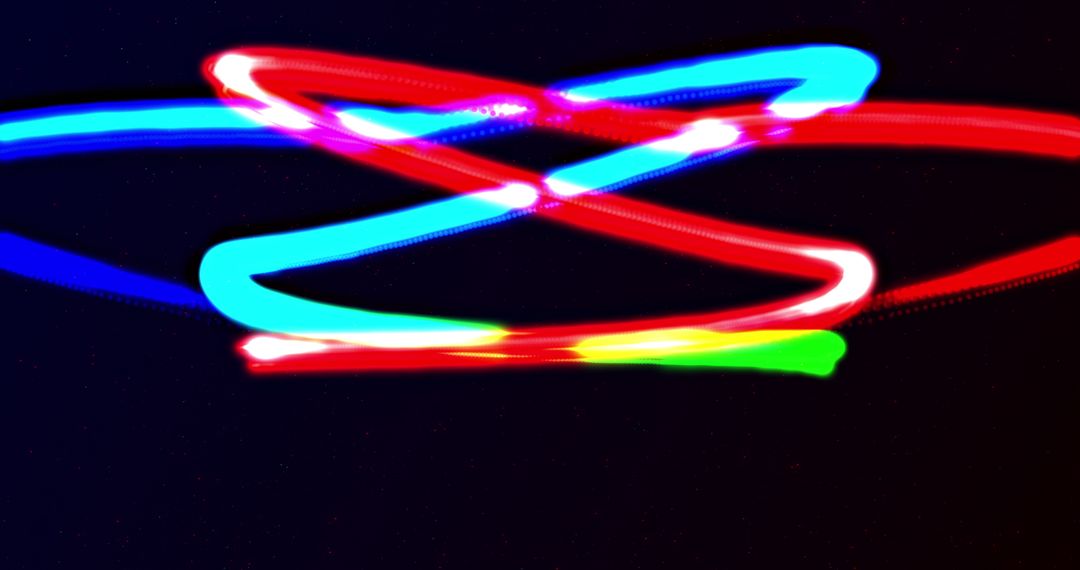 Intertwining Neon Lines on Black Background