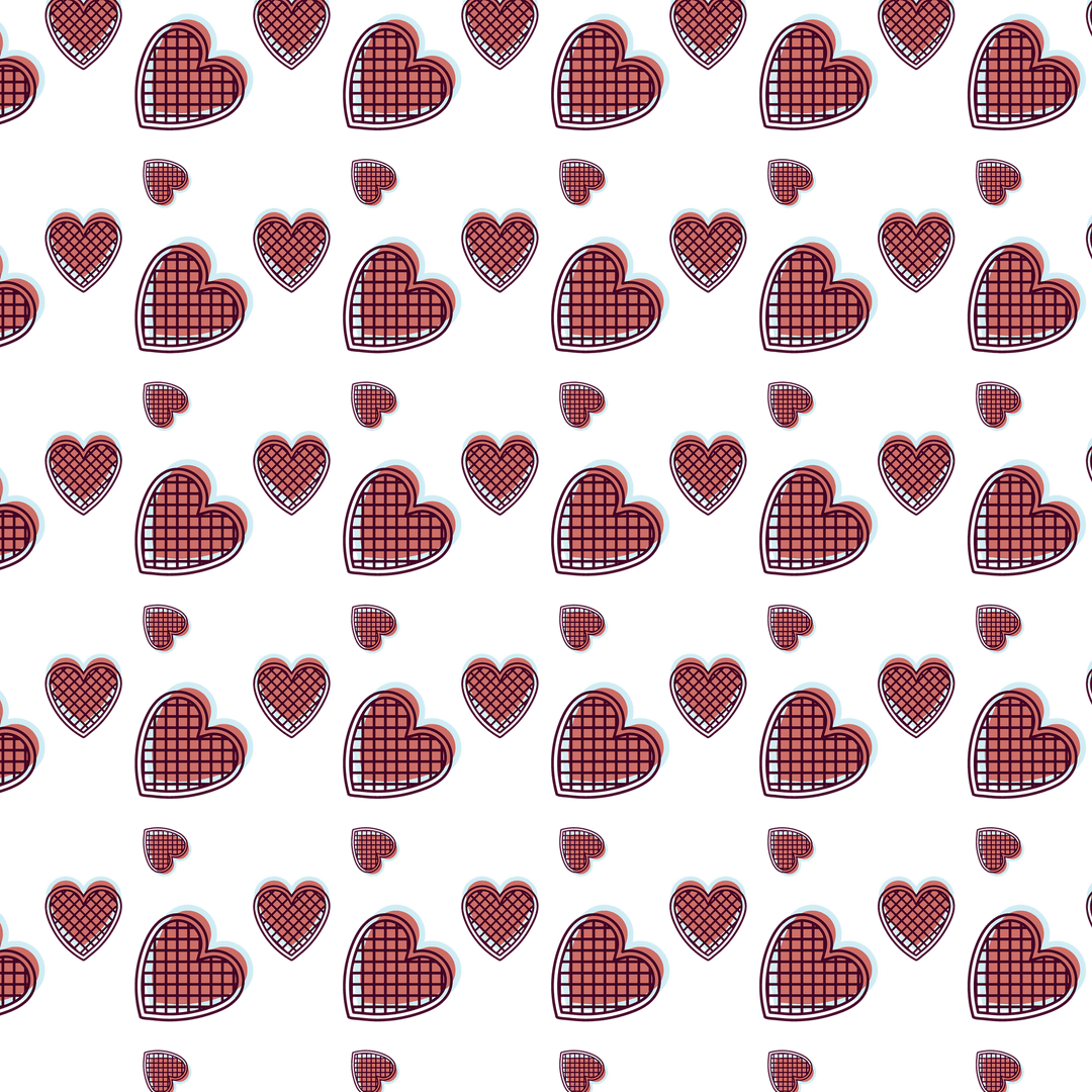 Seamless Red Heart Pattern on Transparent Background