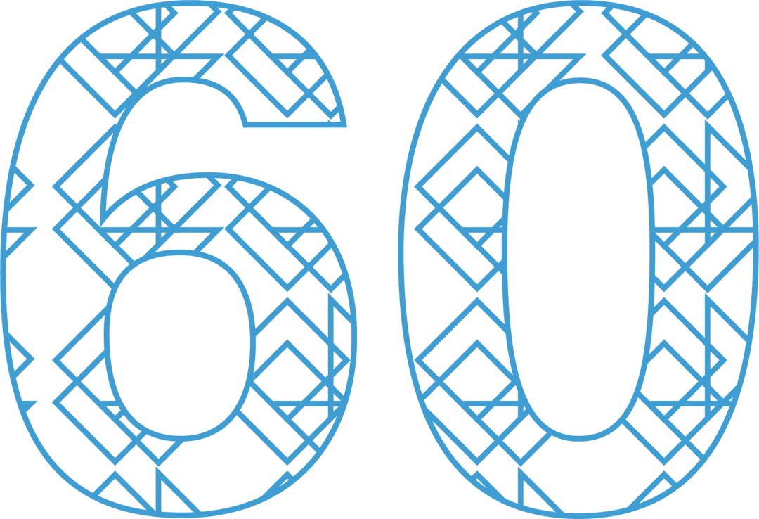 Blue Geometric Number 60 on Transparent Background for Celebrations