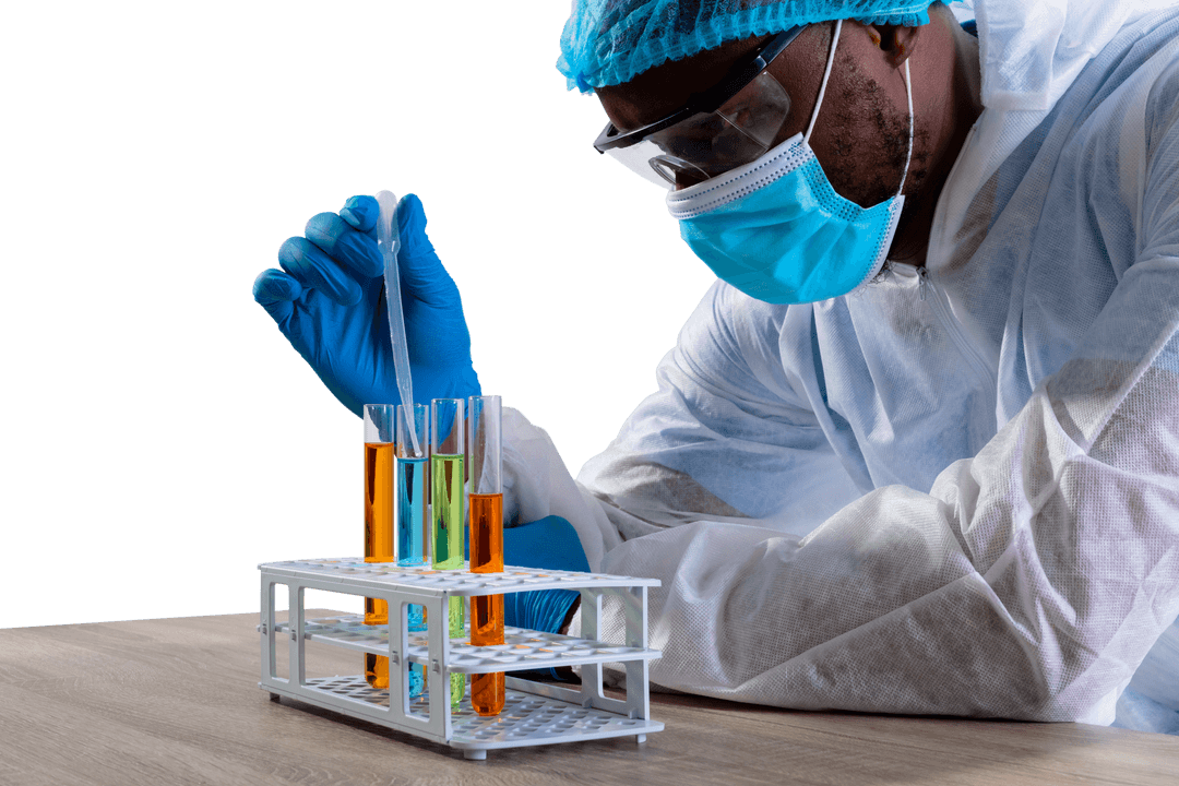 Transparent Background Scientist Conducting Experiment with Test Tubes - Download Free Stock Images Pikwizard.com