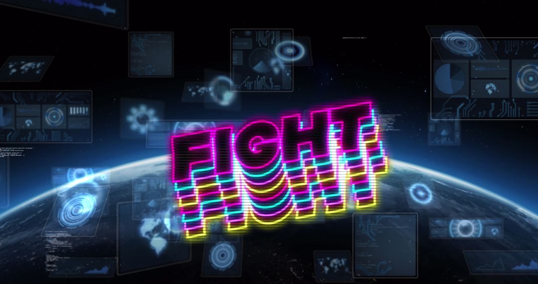 Futuristic 'Fight' with Global Data Interface Concept