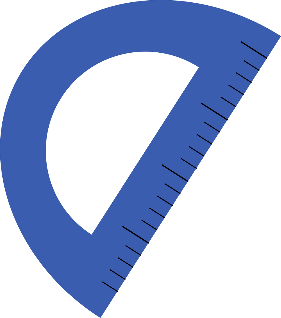 Flat Design Blue Triangular Protractor on Transparent Background