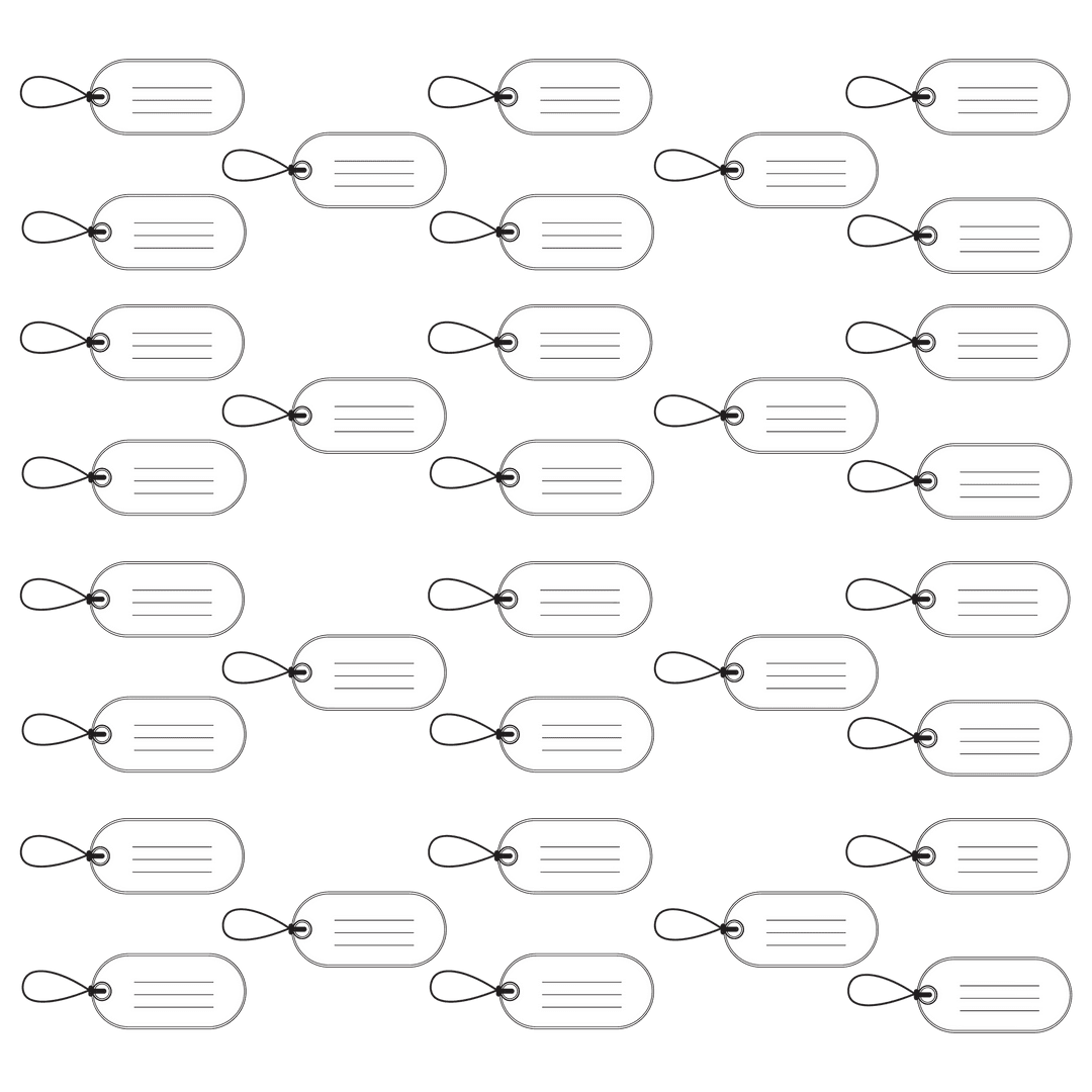 Pattern of White Tags with Rope on Transparent Background