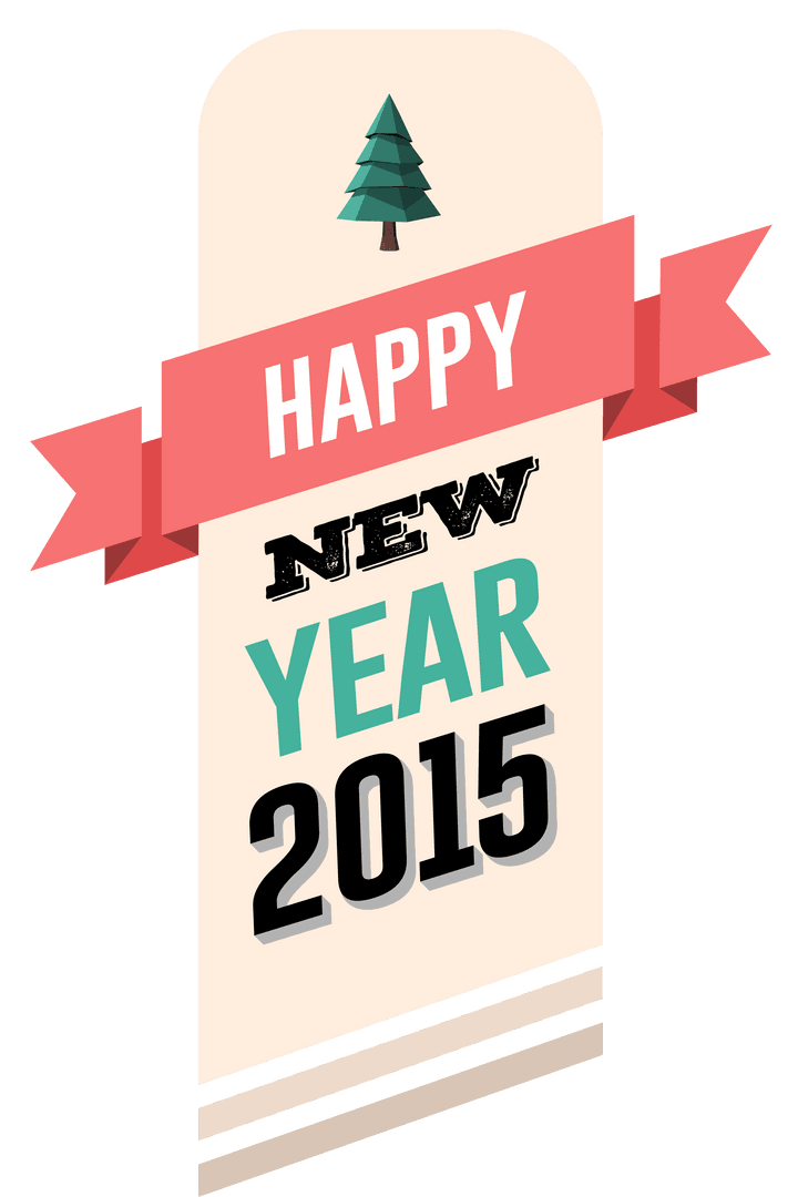 Transparent 2015 New Year Greeting with Modern Banner Elements