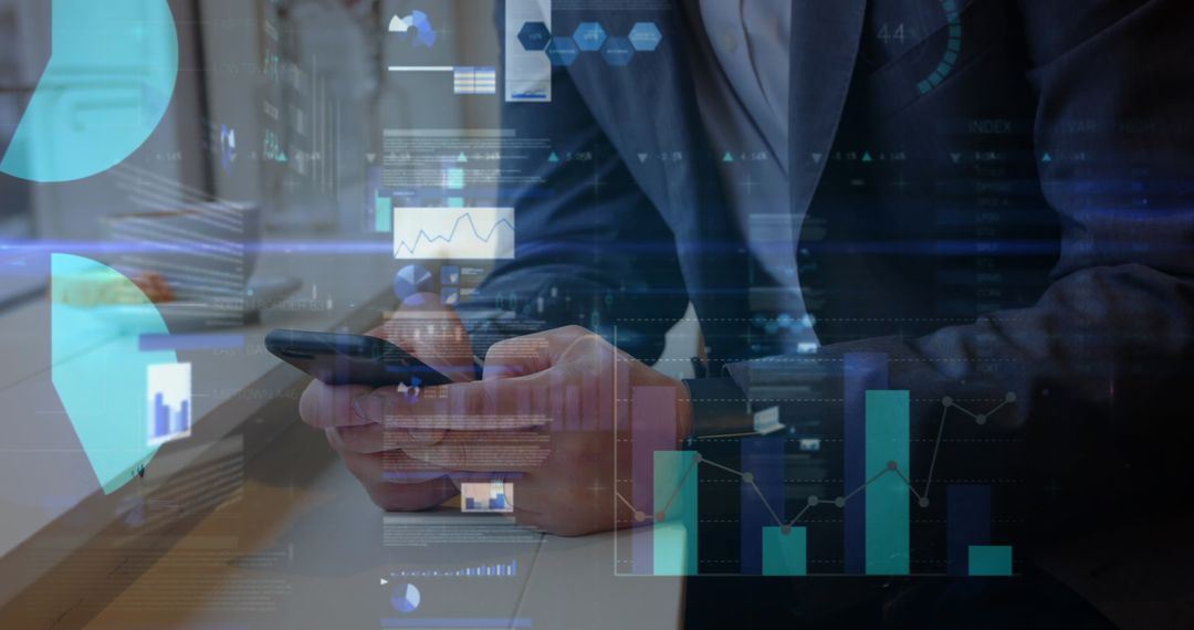 Businessman Analyzing Financial Data on Smartphone