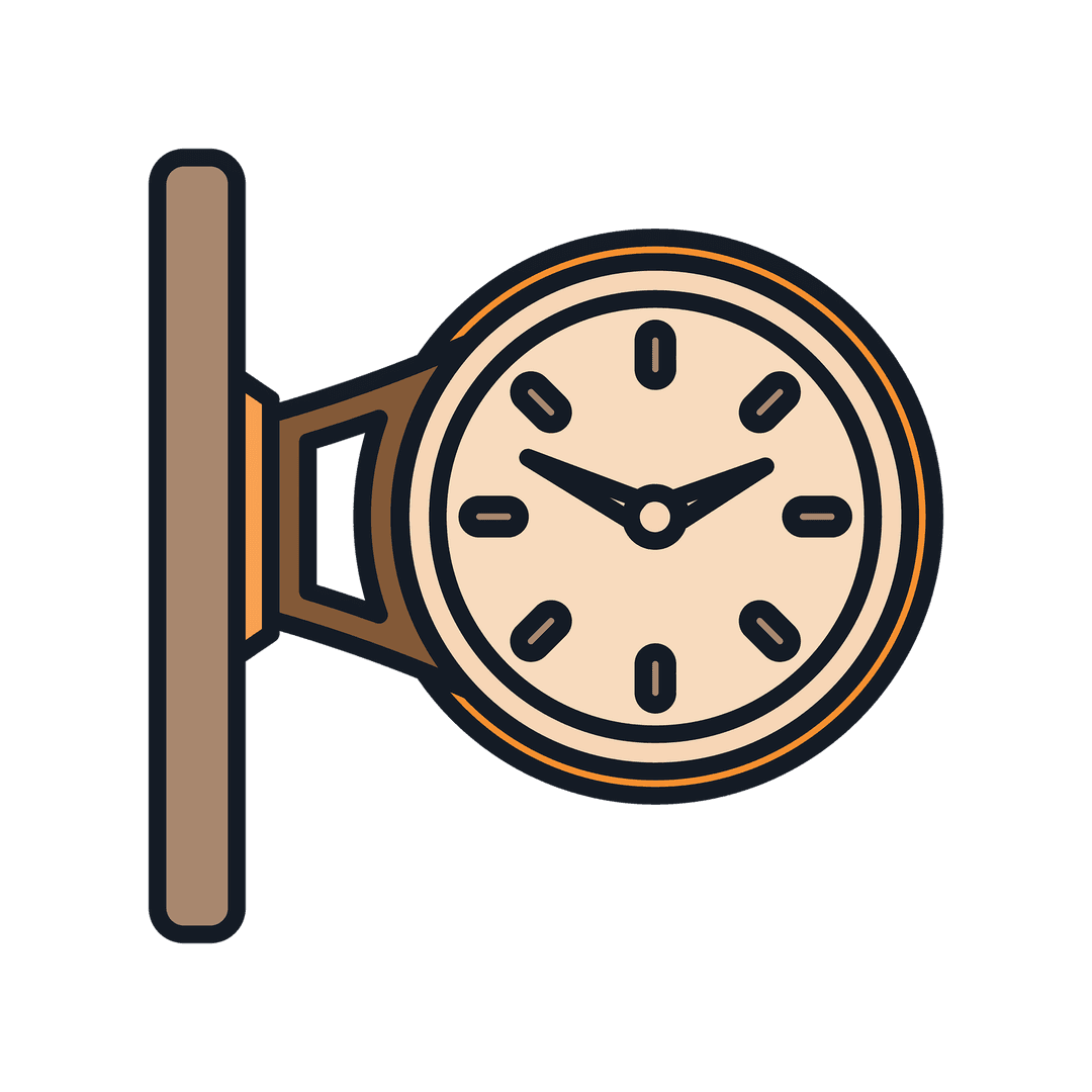 Transparent Vector Hanging Clock Illustration Isolated on Gray Background