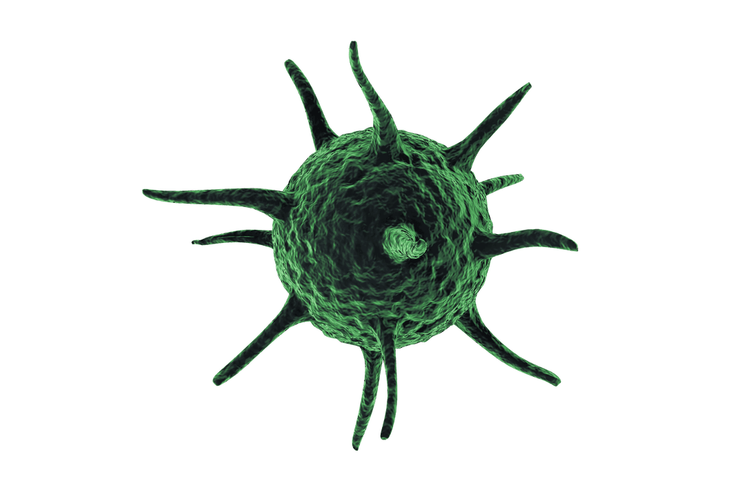 Digital Illustration of Green Virus on Transparent Background