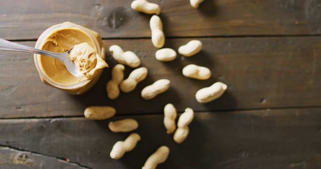 Rustic Display of Peanut Butter and Whole Peanuts