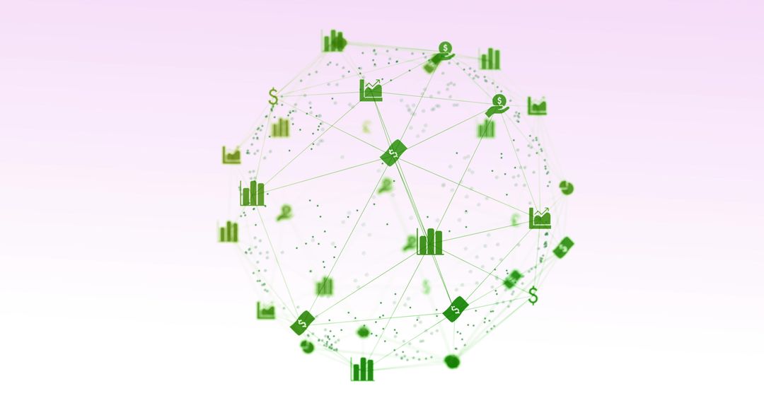 Global Network with Financial Icons in Digital Style
