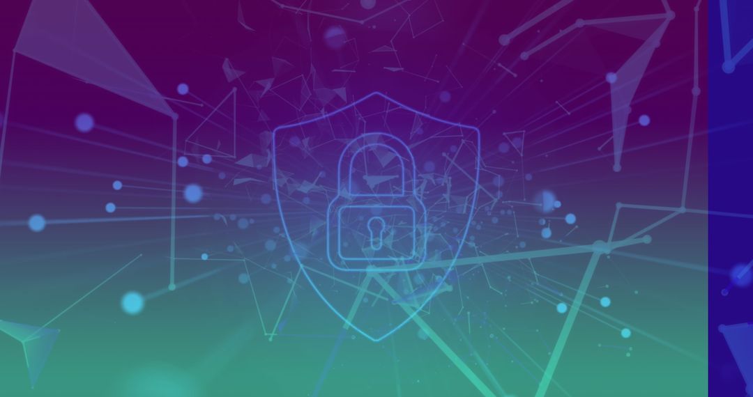 Abstract Digital Security Lock with Polygonal Network Background