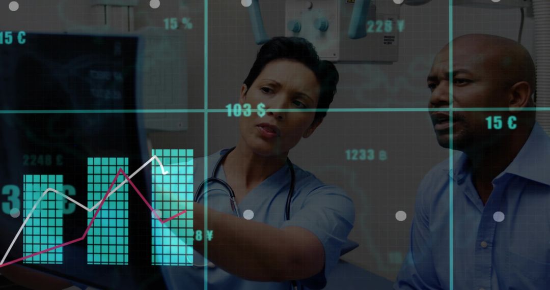 Medical Professionals Analyzing Digital Health Data Displays