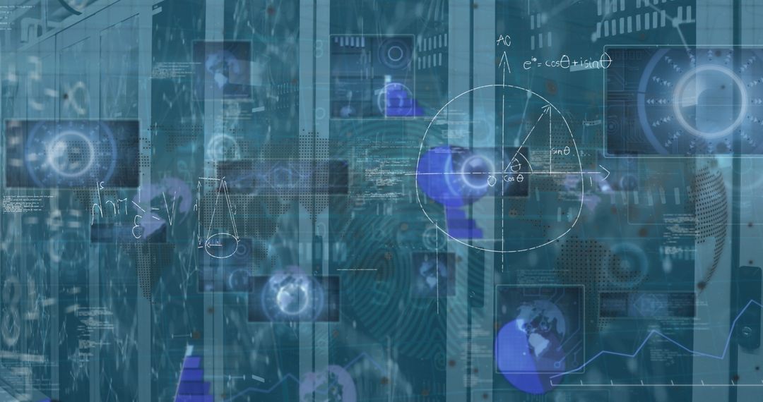 Futuristic Data Center with Holographic Interface Elements