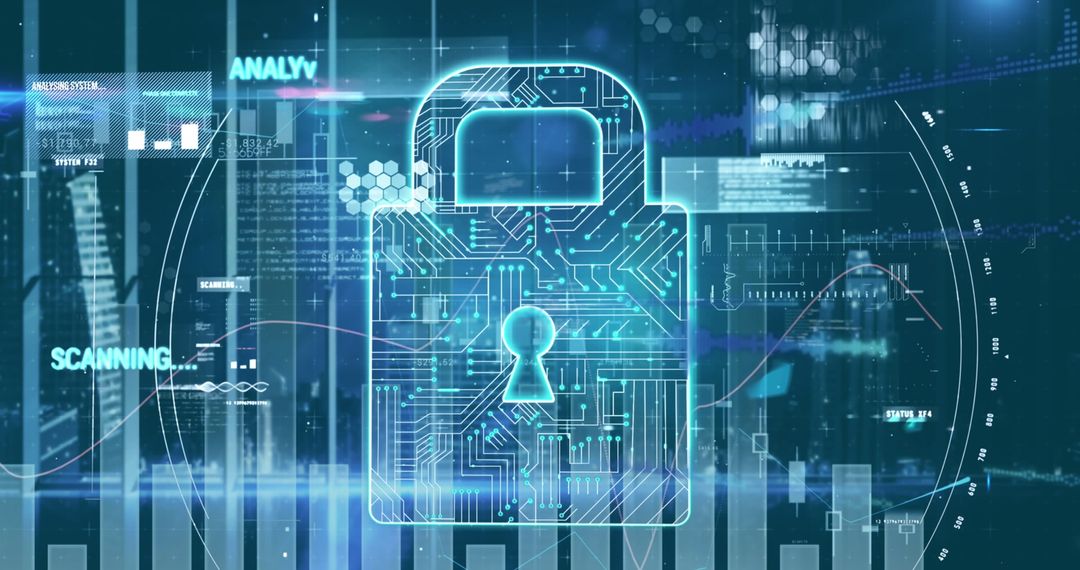 Digital Lock Symbolizing Advanced Cybersecurity and Data Protection