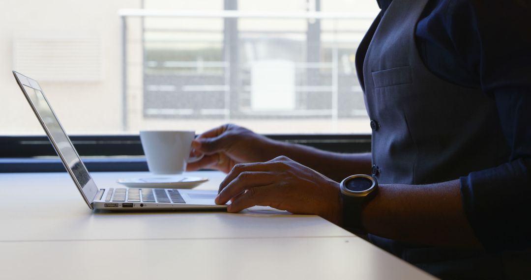 Business Professional Working on Laptop in Modern Office Space