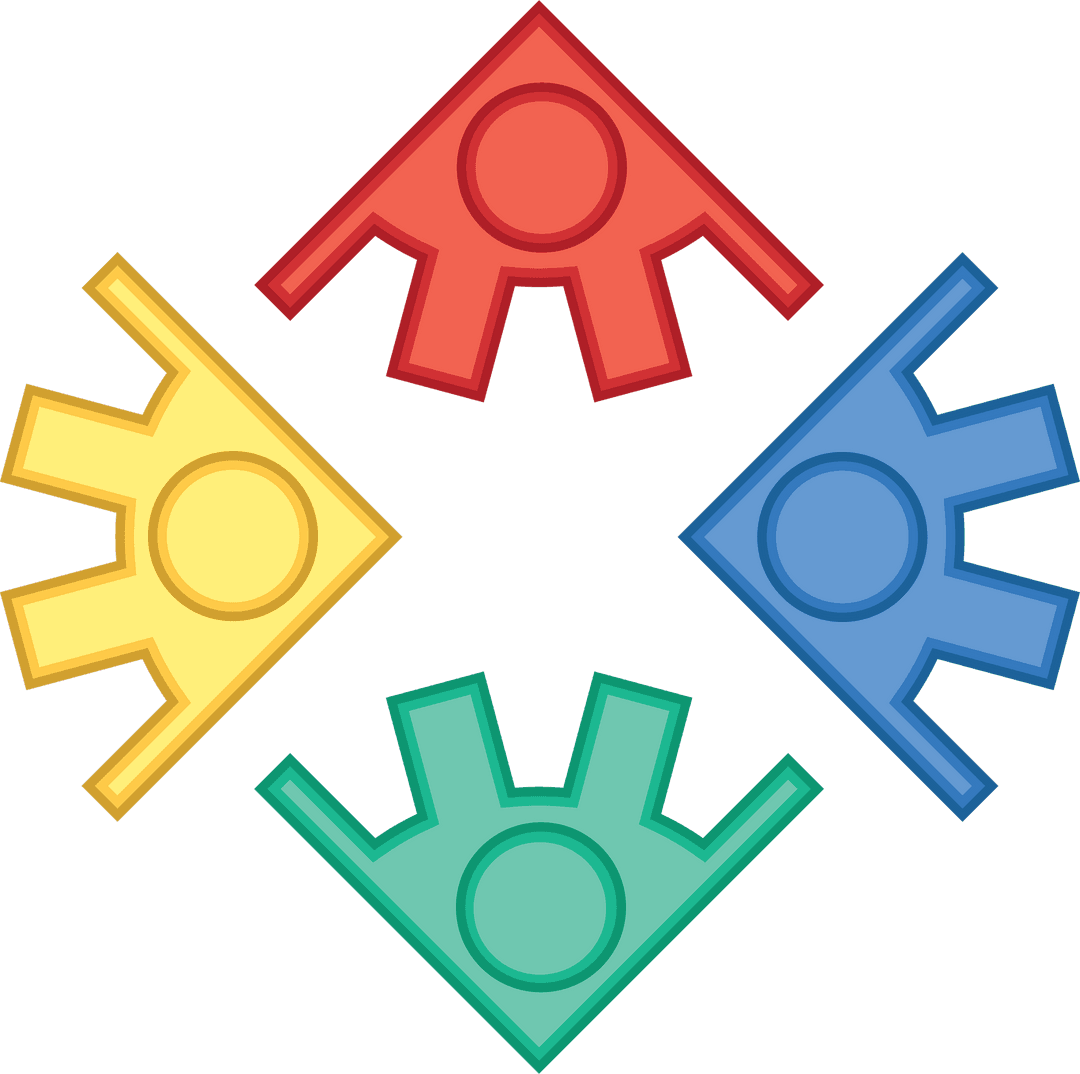 Multicolored Geometric Icons on Transparent Background