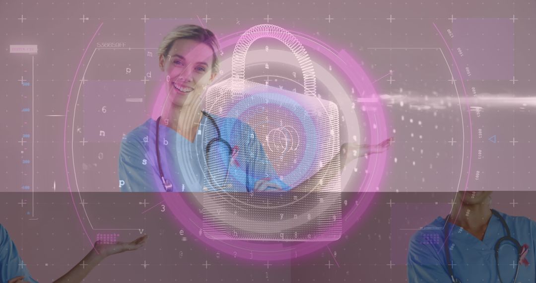 Healthcare Professional Engaging with Cybersecurity Interface