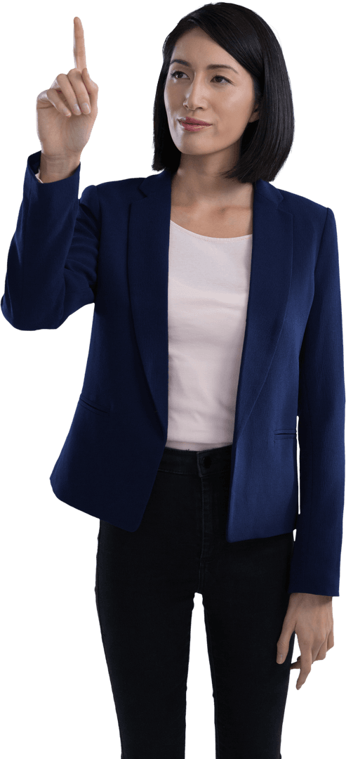 Businesswoman Interacting with Transparent Virtual Interface