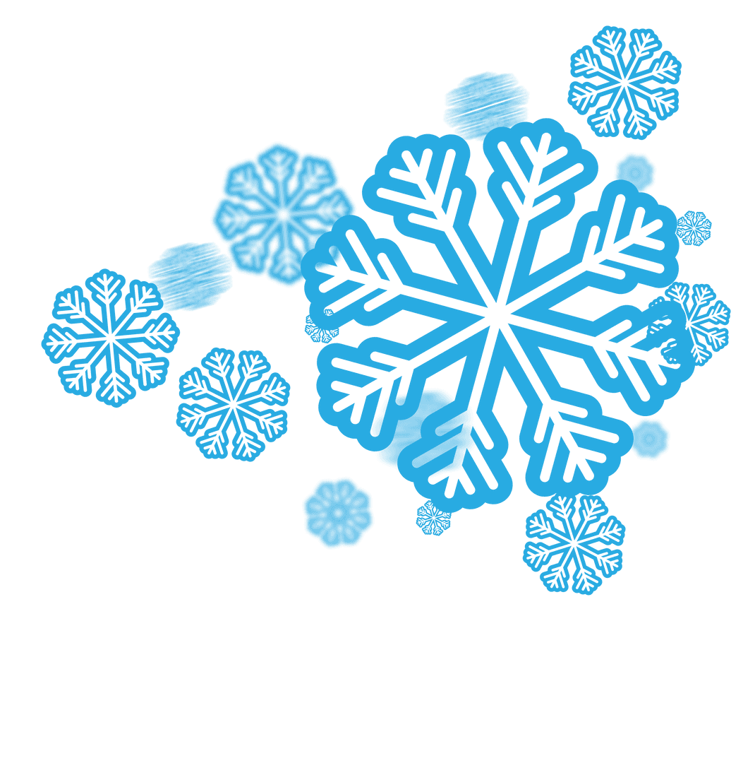 Blue Snowflakes Intricate Design on Transparent Background