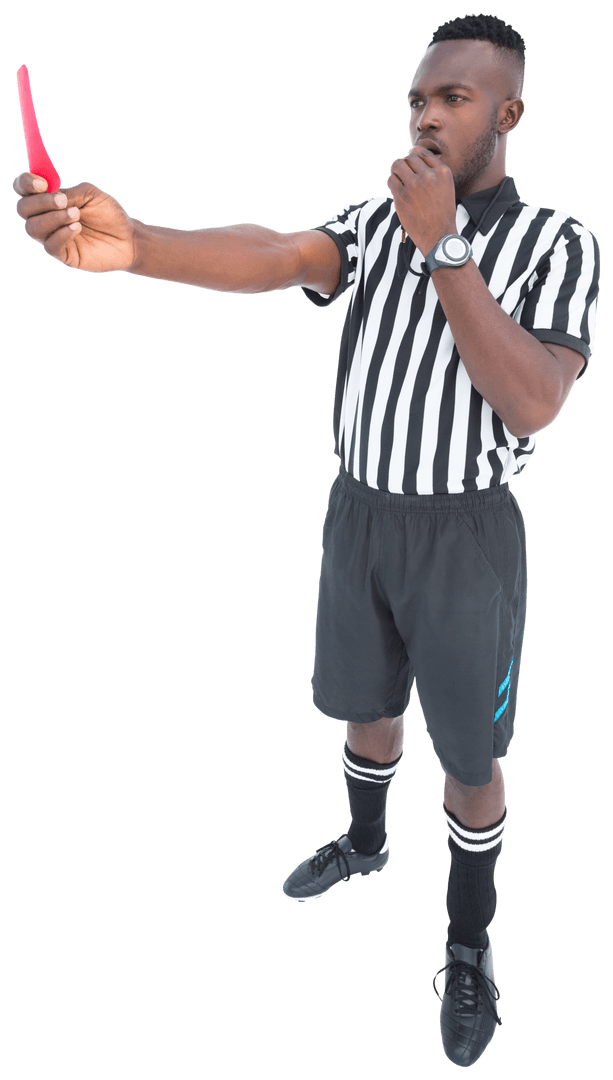 Transparent Background Referee Holding Red Card Standing