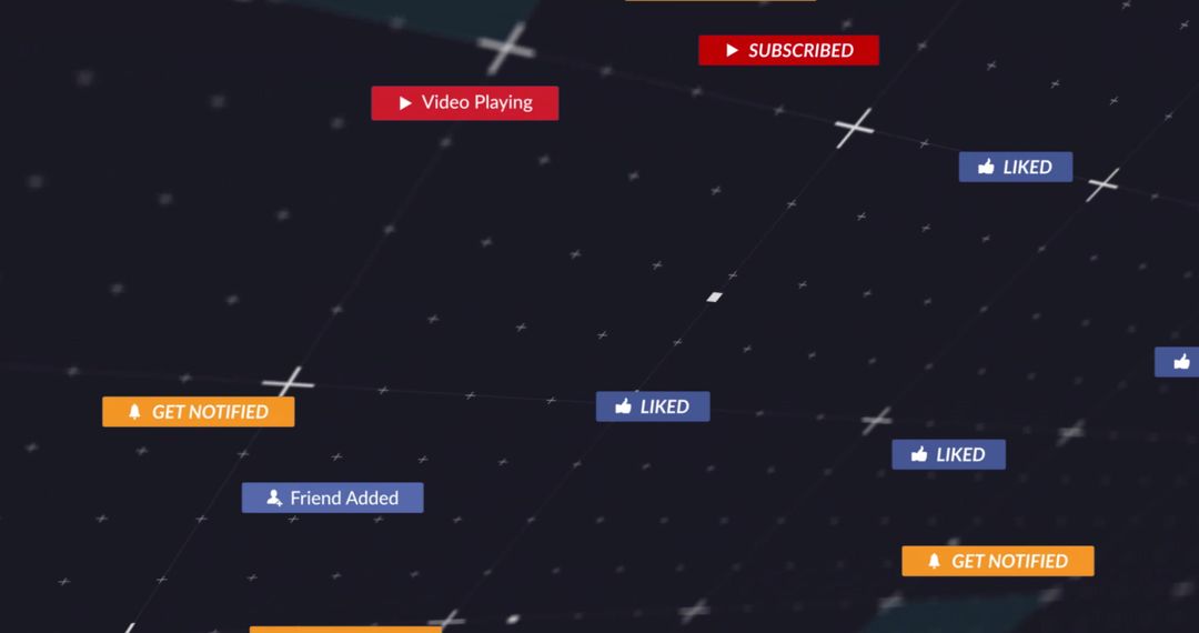 Floating Digital Notification Labels on Technology Grid