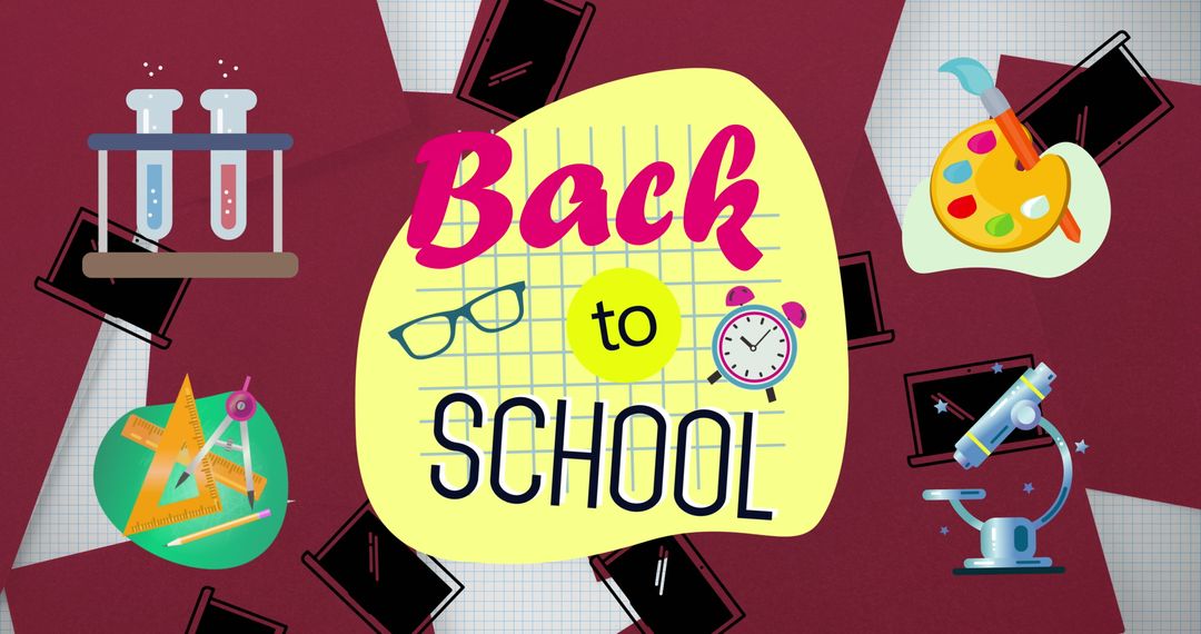 Colorful Back to School Educational Icons and Text Design - Free Images, Stock Photos and Pictures on Pikwizard.com