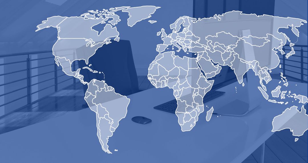 Global Business Connections Over Desktop In Modern Office Setting