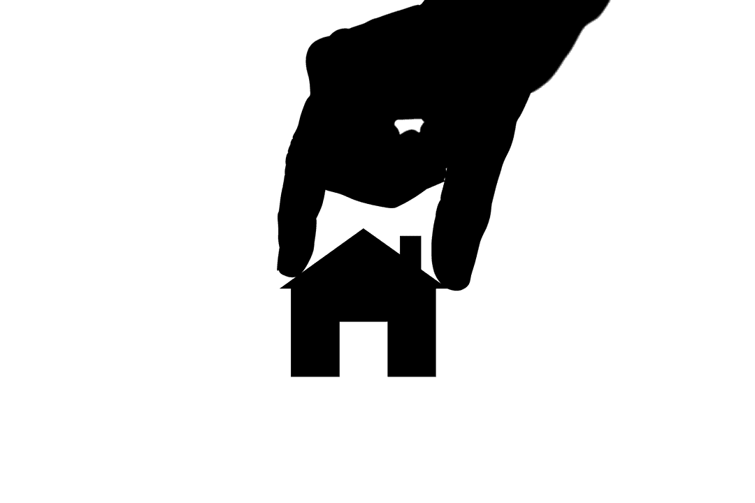 Transparent Silhouette of Hand Holding House Icon on Clear Background