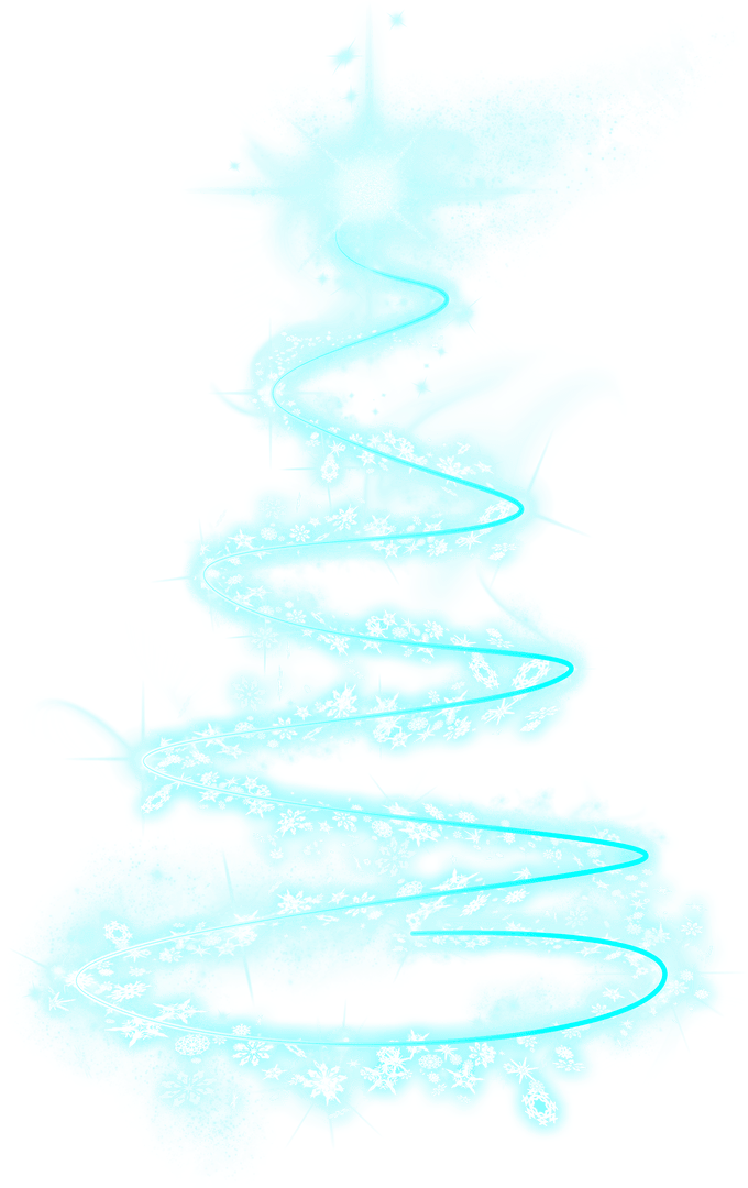 Transparent Digital Christmas Tree with Snowflakes on White Background